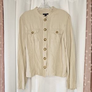 Nautica tan / khaki lightweight linen blend long sleeve casual jacket size 12